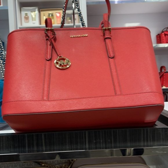 Michael Kors Jet Set Travel Large Top Zip Tote Leather - Picture 9 of 16